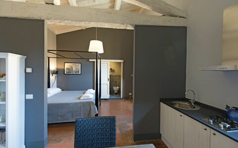 Logement Montegufoni 22: Cuisine, Salle à manger, Salon