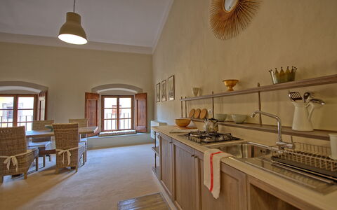 Logement Montegufoni 27: Cuisine, Salle à manger, Salon