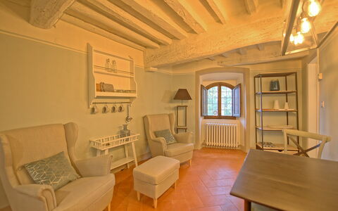 Logement Montegufoni 10: Cuisine, Salle à manger, Salon