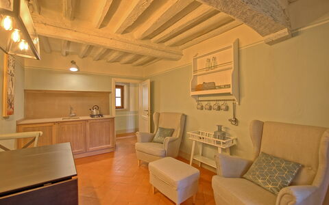 Logement Montegufoni 10: Cuisine, Salle à manger, Salon