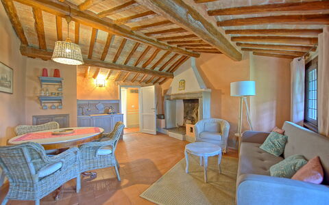 Logement Montegufoni 11: Cuisine, Salle à manger, Salon