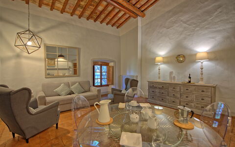 Logement Montegufoni 17: Cuisine, Salle à manger, Salon