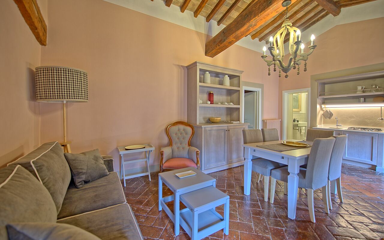 Logement Montegufoni 18: Cuisine, Salle à manger, Salon