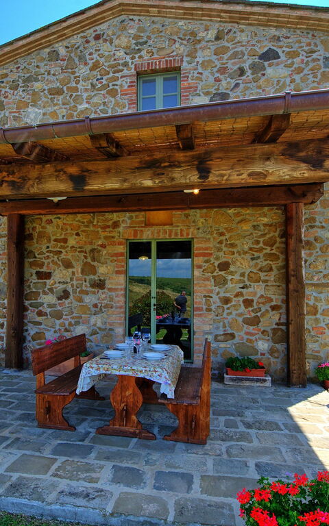 Castelmuzio: Balcon / Terrasse / Patio, Extérieur