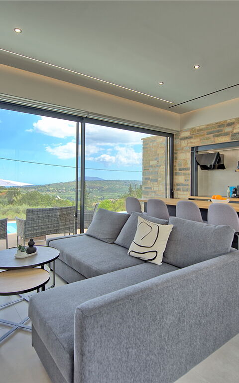 Villa Kallos: Cuisine, Salle à manger, Salon