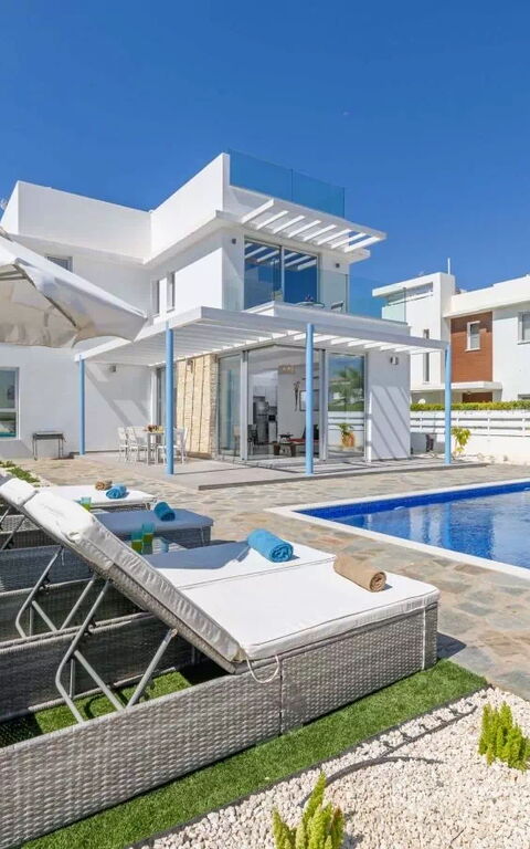 Mylos Lifestyle Seaview Villa #15: bassin, Jardin